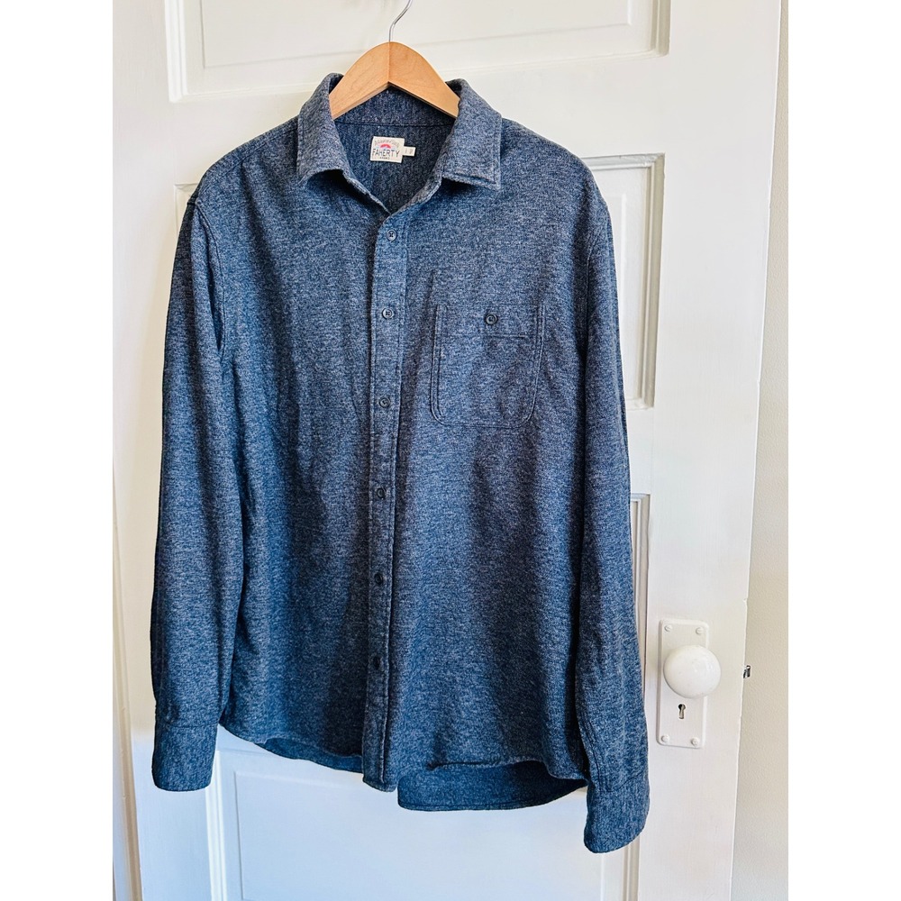 Faherty Brand Mens Movement Shirt Gray Heather Organic Cotton Stretch, Sz L